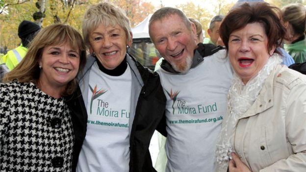 Former Lord Advocate Dame Elish Angiolini QC (left) and Elaine C Smith (right) with Bea and Hu Jones at a Moira Run in Queen's Park