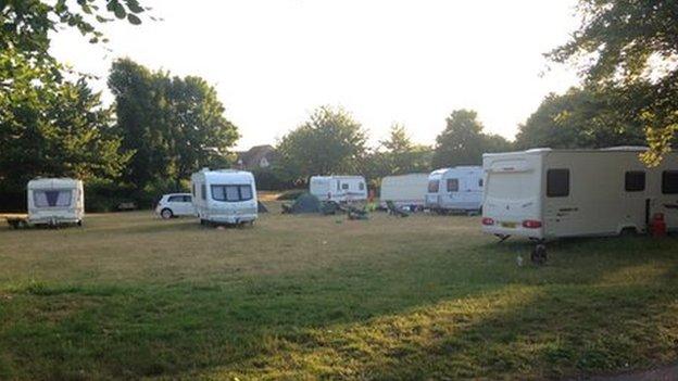 Caravans have moved on to green space off Ropes Drive