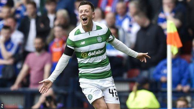 Celtic's Callum McGregor celebrates against Rangers