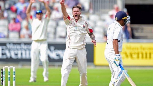 Kyle Jarvis has only once returned better bowling figures in his 39 first-class matches over four years with Lancashire - his 6-61 against Hampshire earlier this month