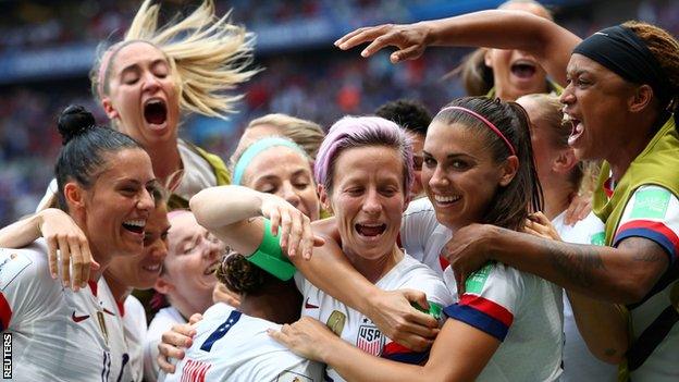 USA celebrate a goal in the Women's World Cup final