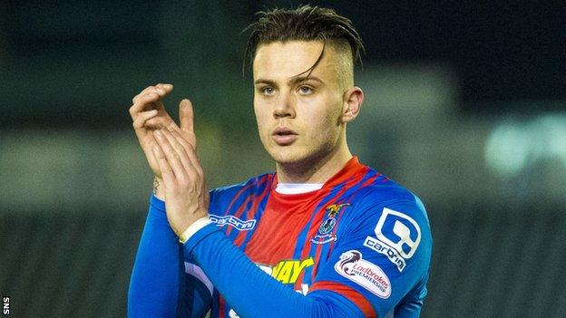 Miles Storey celebrates with Inverness Caledonian Thistle