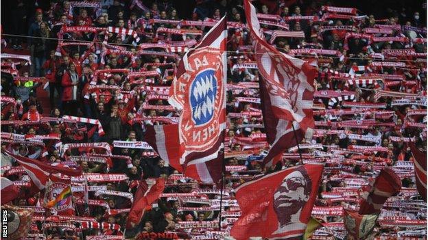 Bayern Munich fans at the Allianz Stadium for the Hoffenheim match