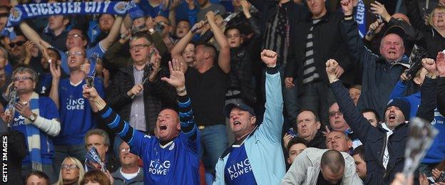 Leicester fans celebrate