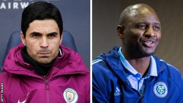 Former Arsenal midfielders Mikel Arteta and Patrick Vieira