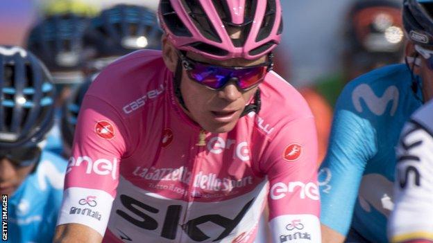 Chris Froome in action during the 2018 Giro d'Italia