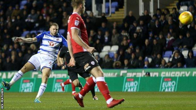 Joey van den Berg scores Reading's second goal against Barnsley