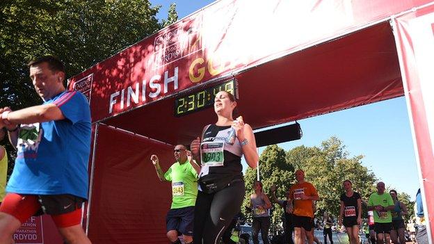 Cardiff Half Marathon finish line