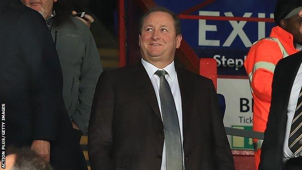 Mike Ashley watches Newcastle's match with Crystal Palace