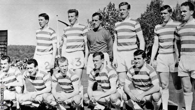 The Celtic line-up that faced Inter Milan in the 1967 European Cup final