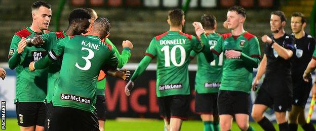 Glentoran's hard-earned win means they now play Motherwell at Fir Park