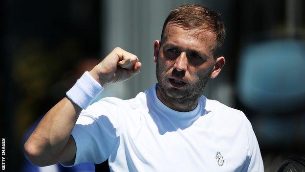 Dan Evans celebrating at the Murray River Open