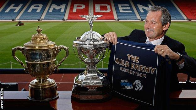 The Rous Cup (l) and British International Championship trophy