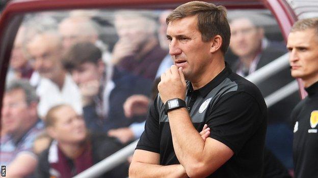 Alan Stubbs watches St Mirren lose 4-1 at Hearts