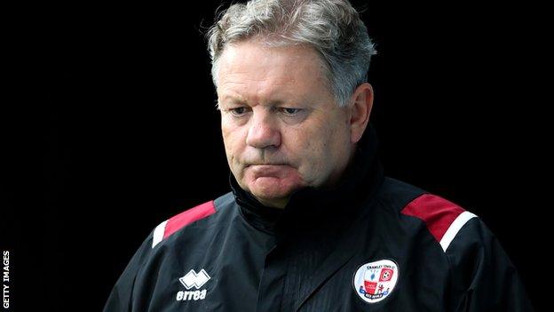 Crawley Town head coach John Yems on the sidelines