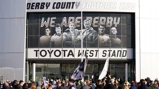 Fan protest outside Derby County's Pride Park