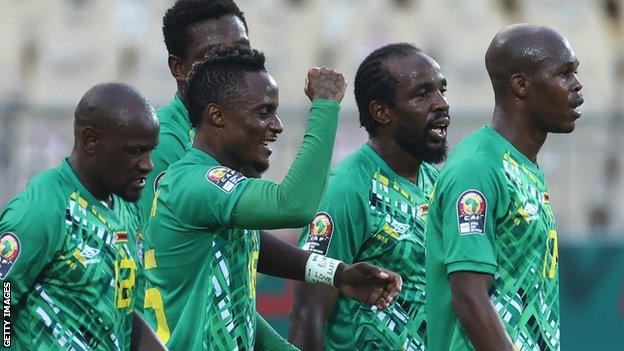 Zimbabwe celebrate against Guinea