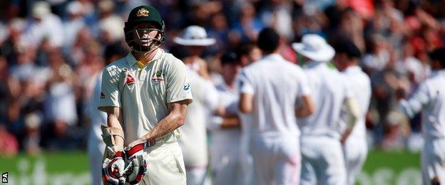 Chris Rogers walks off after being dismissed