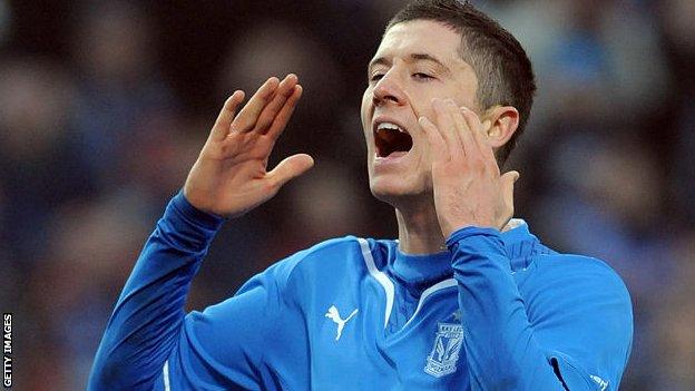 Robert Lewandowski playing for Lech Poznan