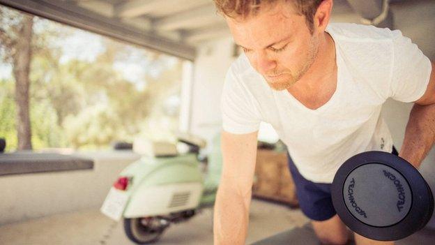 Nico Rosberg in his garage