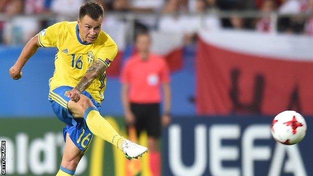 Melker Hallberg is a Sweden Under-21 international