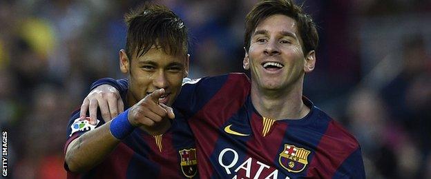 Barcelona stars Neymar and Messi