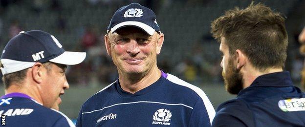 Scotland coach Vern Cotter is all smiles after the win over Japan