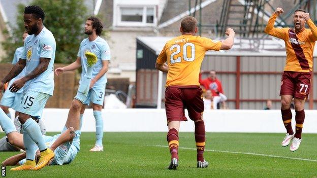 Motherwell celebrate opening the scoring