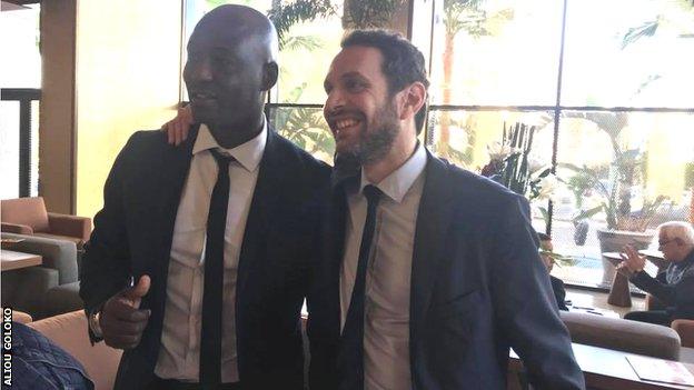 Former Ghana international Tony Baffoe (left) and Egyptian Amr Fahmy