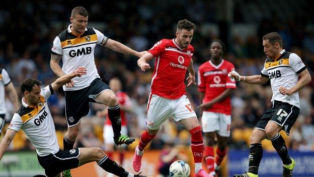 Port Vale captain Ben Purkiss (left) and caretaker-boss Michael Brown (right) were both in the Vale side beaten 5-0 at home by Walsall on the final day of last season