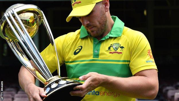 Australia ODI captain Aaron Finch with the World Cup trophy