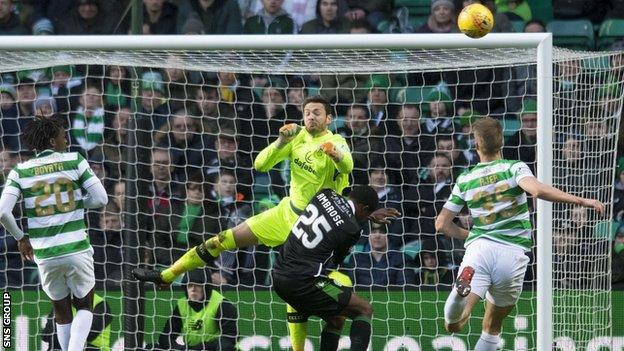 Craig Gordon was injured after colliding with Hibs defender Efe Ambrose