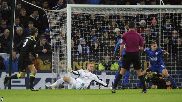 Marcos Alonso puts Chelsea ahead at Leicester