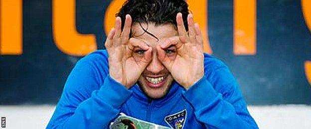 Dunfermline striker Faissal El Bakhtaoui pictured after winning the Player of the month award for March