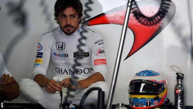 Fernando Alonso failed to set a time during first practice