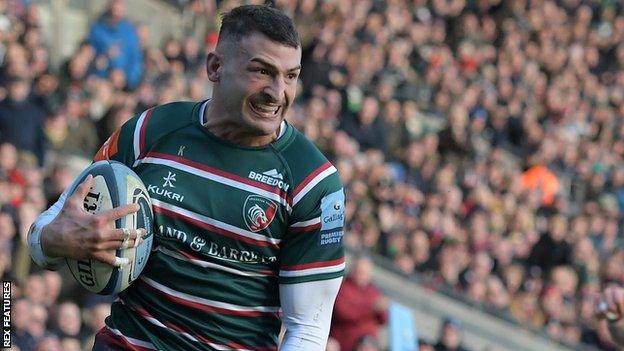 Jonny May in action for Leicester Tigers