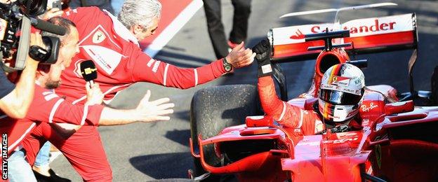 Sebastian Vettel celebrates