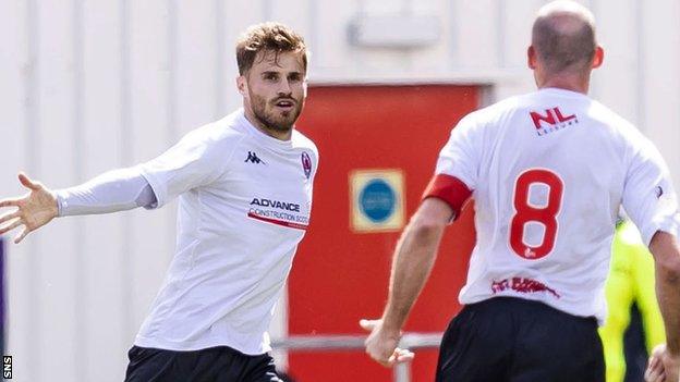 Clyde's David Goodwillie celebrates the opener