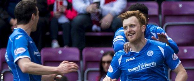 Liam Craig (right) celebrates scoring for St Johnstone