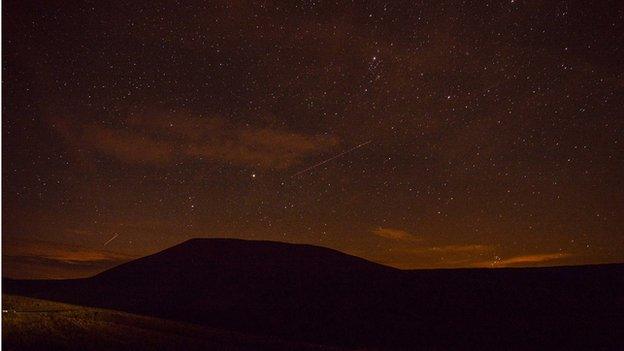 Morgan Smith snapped this shot of the Perseid meteor shower from Cwm Cadlan in the Brecon Beacons, Powys.