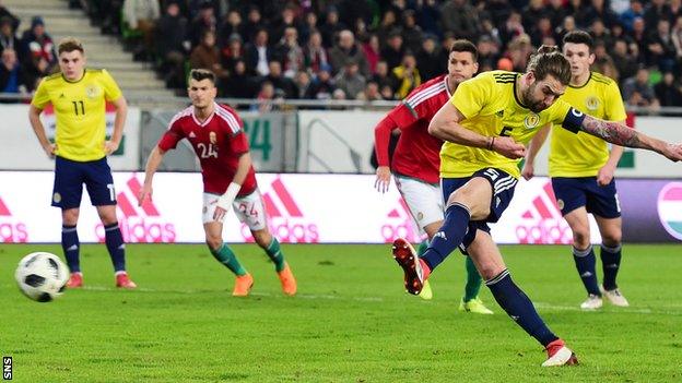 Charlie Mulgrew misses a penalty for Scotland