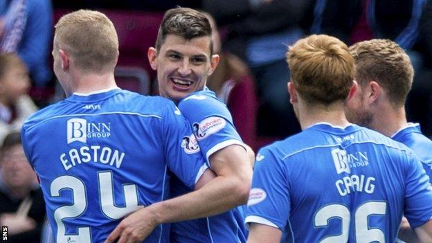 St Johnstone celebrate Graham Cummings goal