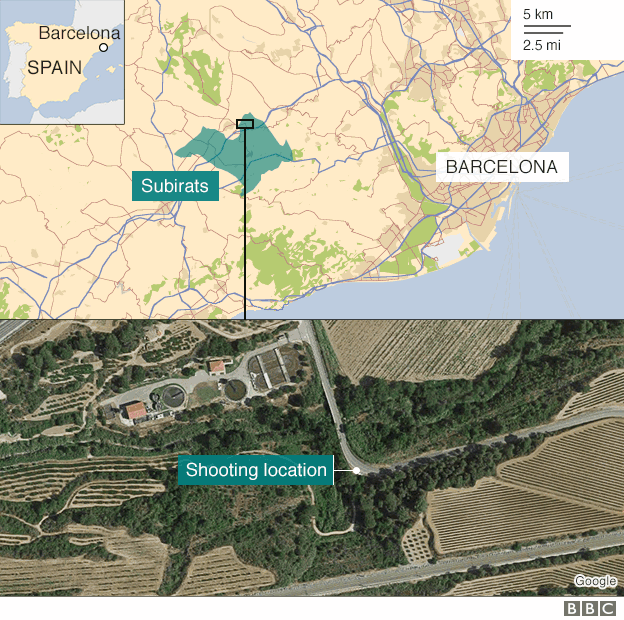 BBC map showing scene of police operation west of Barcelona