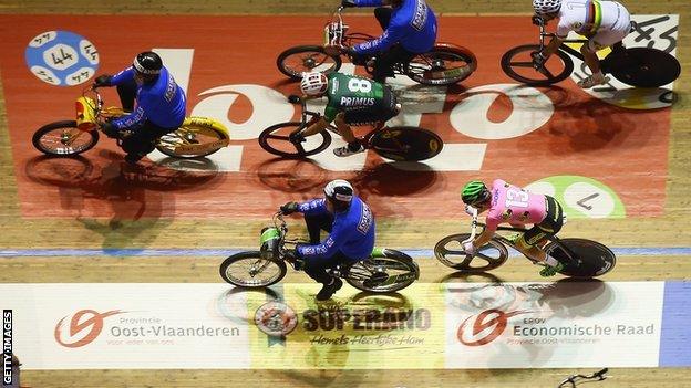 A derny race at the Ghent Six-Day Race