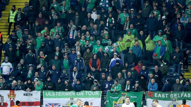 Northern Ireland fans at the European qualifier in Germany in 2019