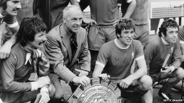 Bill Shankly after the 1974 FA Charity Shield final