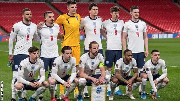 England line-up against Poland in March