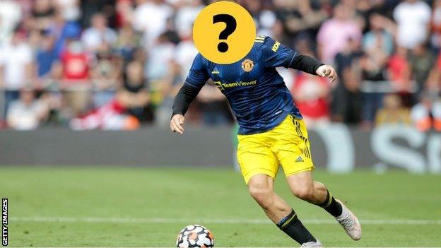 A Manchester United player with a question mark hiding his face