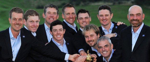 Team Europe with the Ryder Cup