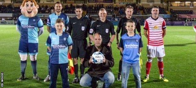 Ed Wood on the pitch at Wycombe